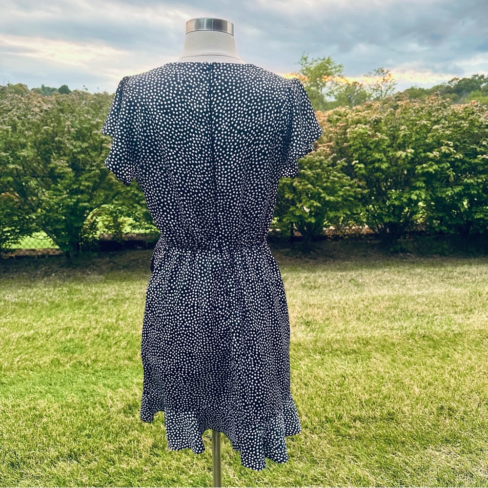 AX Paris Black Polka Dot Wrap Frill Mini Dress - Picture 12 of 16
